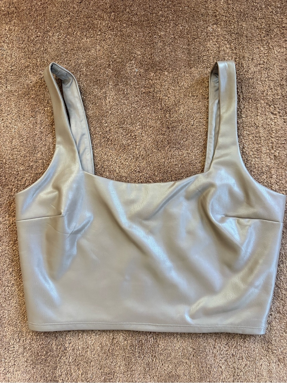 Faux Leather Chocolate Brown Cropped Tank Top